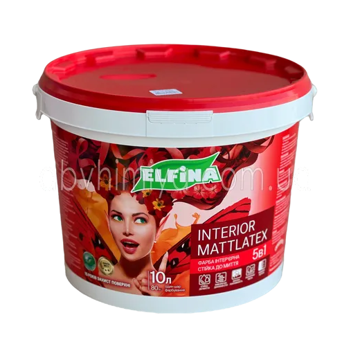 Фарба ELFINA інтер'єрна, акрилова, біла матова, 14кг